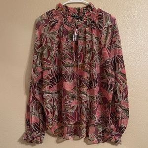 Pink Palm Leaf Blouse